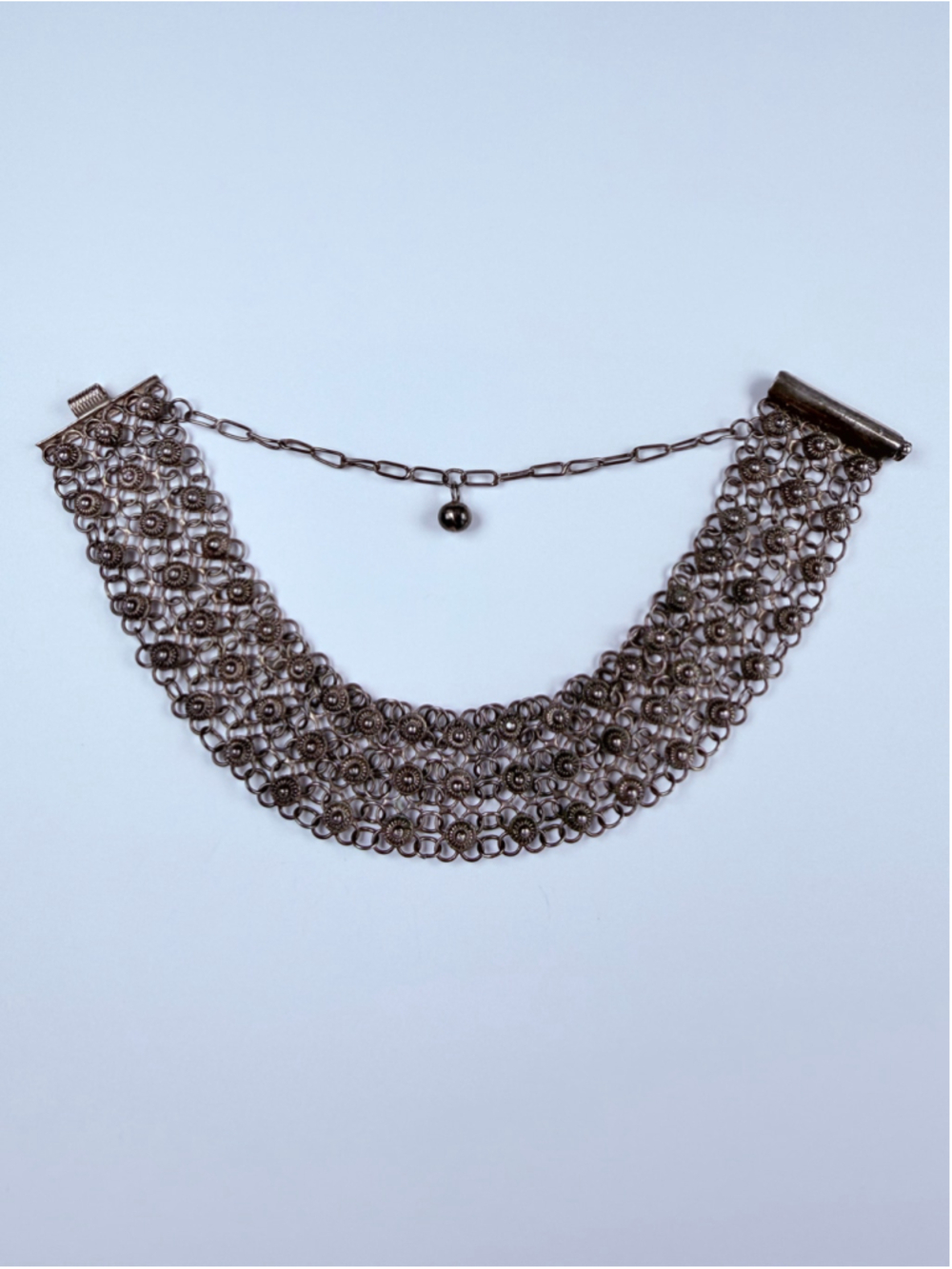 Cannetille Filigree Mesh Chainmail 925 Sterling SilverVintage Bracelet